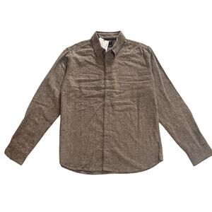 Vustra Men’s Herringbone Button Up Shirt Long Sleeve Gray NWT Size M